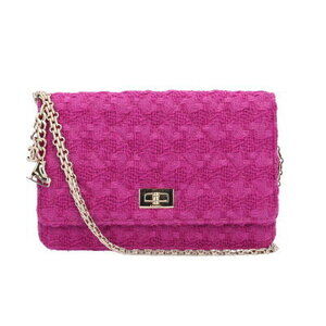 Chanel Matelasse Shoulder Bag Tweed Purple Chain Wallet